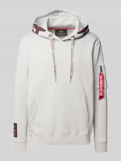 Alpha industries Hoodie met kangoeroezak en ritszak opzij