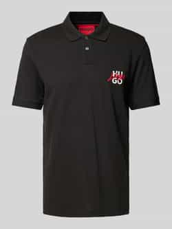 HUGO Regular fit poloshirt met labelprint en -stitching
