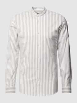 Lindbergh Slim fit vrijetijdsoverhemd met opstaande kraag model 'Manderin'