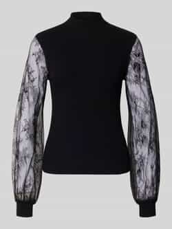 Oui Pullover van viscosemix met mouwen van kant