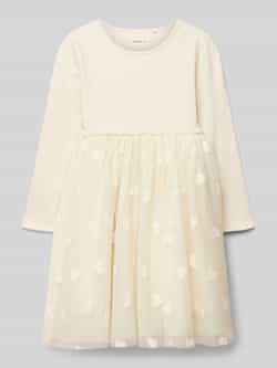 Name it MINI jurk ecru Meisjes Katoen Ronde hals Effen 104