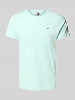 TOMMY JEANS T-shirt TJM ESSENTIAL SOLID TEE met ronde hals en subtiele logo-vlag