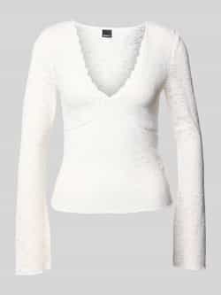 Gina Tricot Shirt met lange mouwen van kant met V-hals