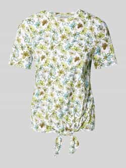 Tom Tailor Denim T-shirt met minimalprint en zij-knoop