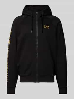 Emporio Armani EA7 Zwarte Katoenen Hoodie Met Volledige Rits Black Heren