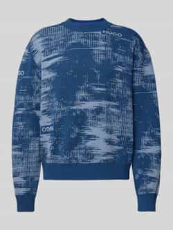 Hugo Blue Regular fit gebreide pullover van katoenmix model 'SORBAS'