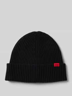 HUGO Beanie van scheerwol met labelpatch model 'Xola'