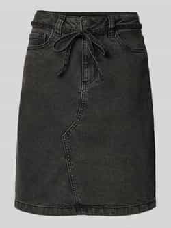 Kaffe Knielange jeansrok met strikceintuur model 'gloria'