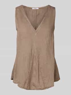 ZABAIONE Regular fit linnen blousetop met V-hals model 'Lu44cia'