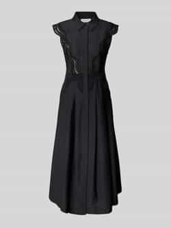 Copenhagen Muse Midi-jurk van viscosemix met broderie anglaise model 'COLE'