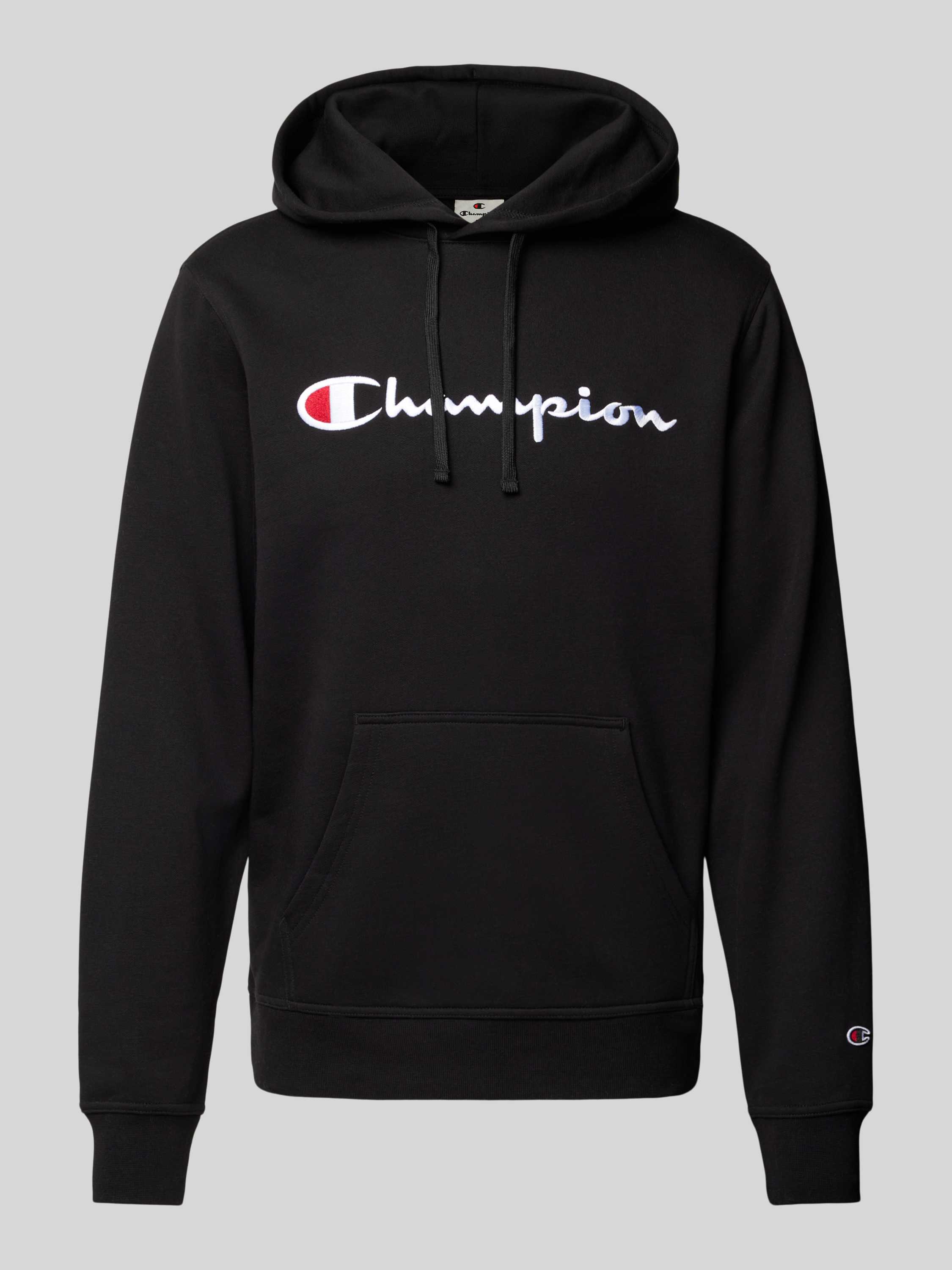 Champion Large Logo Overhead Hoodie Black- Heren Black