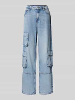 Hugo Blue Wide leg jeans met cargozakken model 'Leni'