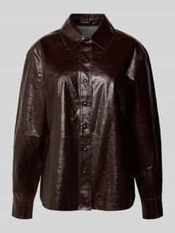 Zero Relaxed fit overhemdblouse in leerlook