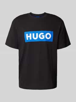 OTTO HUGO Blue T-shirt Nico met grote logo-print unisex