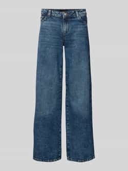 Pieces Low rise jeans van hoogwaardige katoenmix met wijde pijpen model 'SELMA'