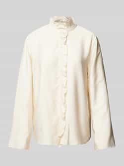 Jake*s Collection Regular fit blouse met ruches en opstaande kraag