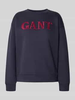 Gant Sweatshirt met ronde hals en labelstitching