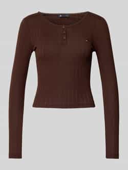 Tommy Jeans Slim fit henley shirt met ribstructuur