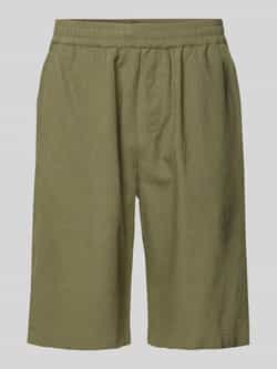 Wood Regular fit korte linnen broek met elastische band model 'enoch'