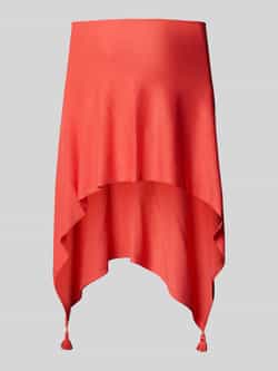 Comma Poncho van viscosemix met kwastjes en carmenhals