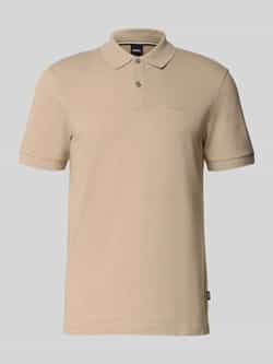 Hugo Boss Katoenen Polo Shirt met Geribbelde Randen Beige Heren