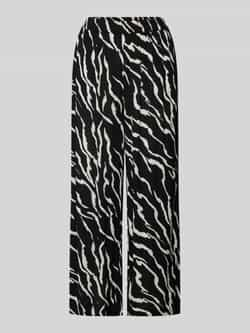 Kaffe cropped loose fit pantalon Kadacia met zebraprint zwart ecru