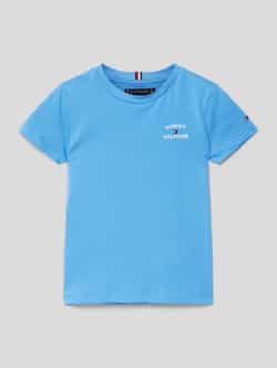 Tommy Hilfiger T-shirt blauw Jongens Katoen Ronde hals Effen 104