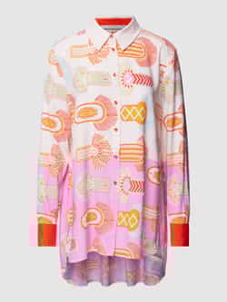 Herzensangelegenheit Overhemdblouse van zijdemix met all-over motief