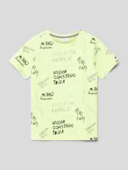 S.Oliver T-shirt met all over print limegroen Jongens Polyester Ronde hals 104 110