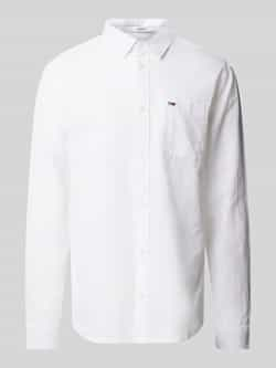 Tommy Jeans Organisch Katoen Linnen Blend Lange Mouw Shirt White Heren