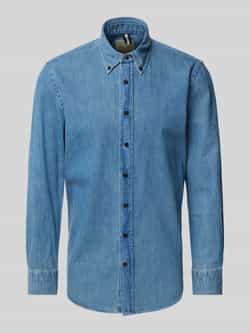 Profuomo Regular fit jeansoverhemd met button-downkraag