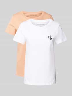 Calvin Klein Jeans T-shirt met labelprint in een set van 2 stuks