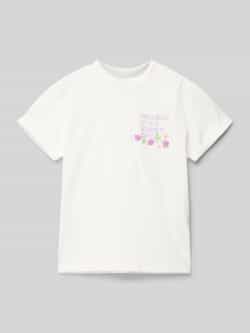 S.Oliver T-shirt met tekst wit Meisjes Katoen Ronde hals Tekst 146 152