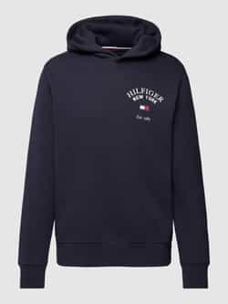 Tommy Hilfiger Gedrukt Logo Hoodie Blauw Blue Heren