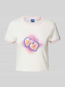Hugo Blue Kort T-shirt met labelprint model 'Dalia'