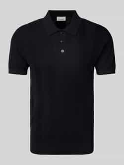 Profuomo Poloshirt Linen Blend Herringbone Navy