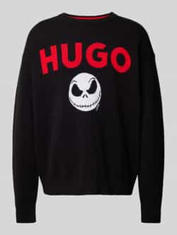 Hugo Boss Jack Skellington Oversized Sweater Zwart Black Heren