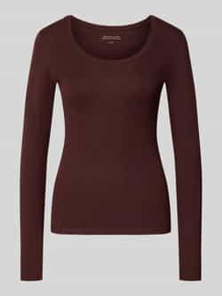 Opus Shirt met lange mouwen en geribde ronde hals model 'Sorana'