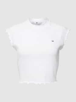 TOMMY JEANS T-shirt TJW SLIM CRP BABYLOCK RIB TEE met geschulpte manchetten & zoom