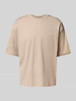 JAKE*S STUDIO MEN T-shirt van biologisch katoen met geribde ronde hals