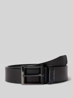 Hugo Boss Zwarte leren riem met metalen logo Black Heren