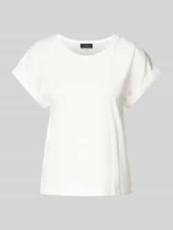 Monari T-shirt met geribde ronde hals