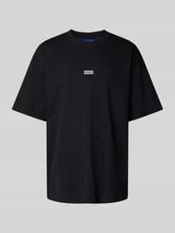 Hugo Blue Oversized T-shirt van viscose met labelprint model 'Nalono'