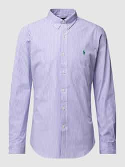 Polo Ralph Lauren Gestreept Slim Fit Stretch Katoenen Overhemd Purple Heren