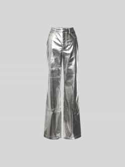 Flared broek van imitatieleer met 5-pocketmodel