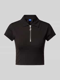 Hugo Blue T-shirt met ritssluiting model 'Dastaja'