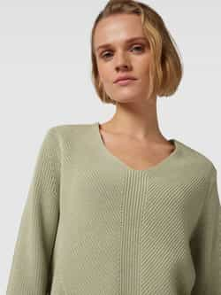 Tom Tailor Gebreide pullover in effen design met V-hals