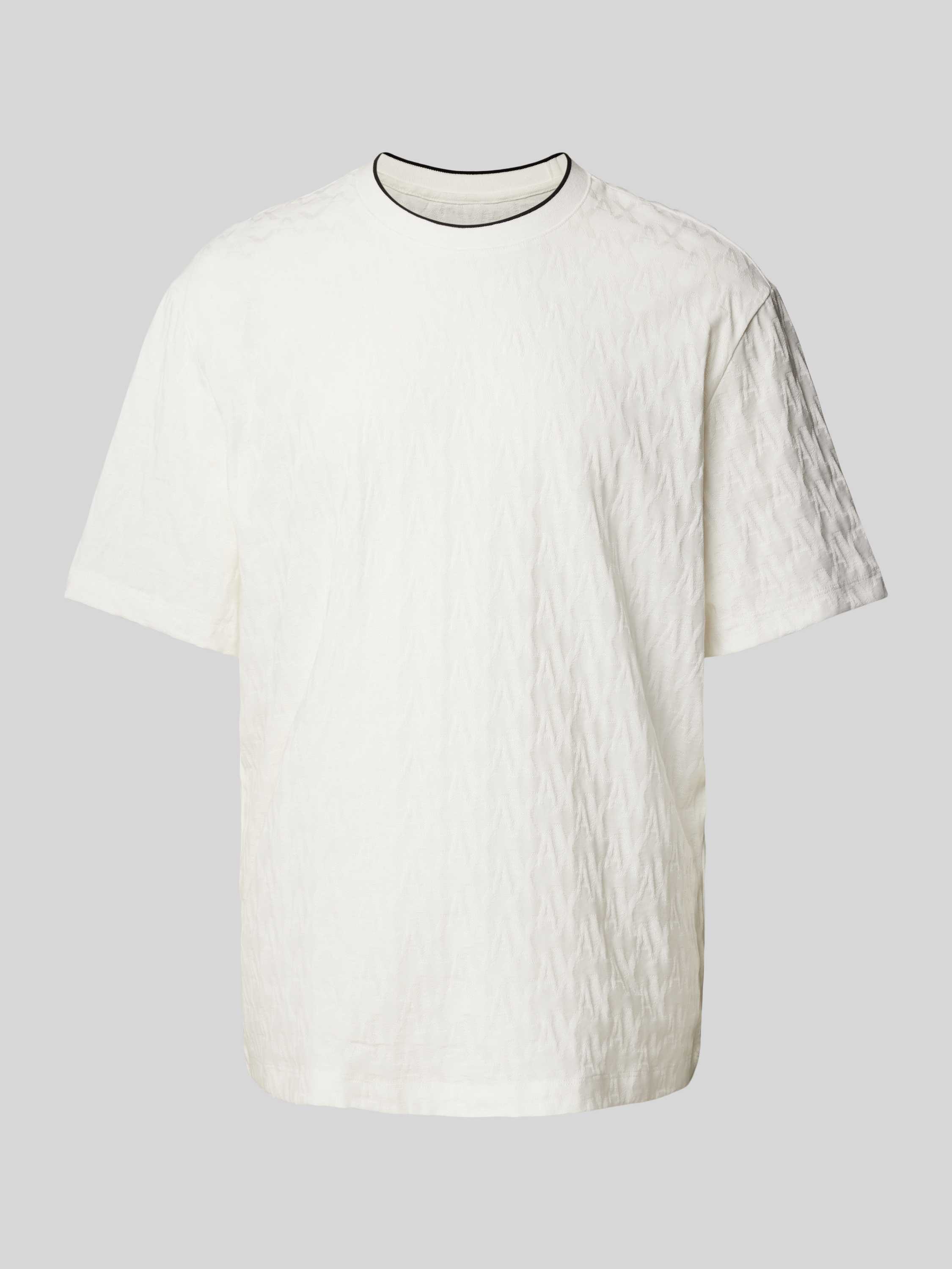 Armani Exchange T-shirt met geribde ronde hals model 'Jaquard'