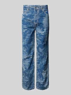 Karl Kani OG K Distress Camo Five Pocket Denim Spijkerbroeken in blauw formaten: 36