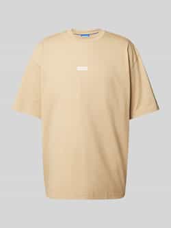 Hugo Blue T-shirt met labelprint model 'Nalono'